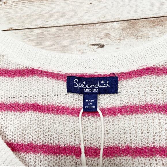 NWT Splendid Striped Twist Hem Tank Top Pink White Preppy Beach Vacay Size M - Picture 6 of 10